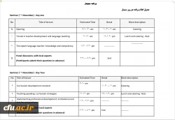 جدول اعلام برنامه دو روزه  سمینار