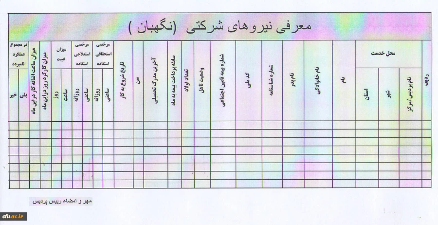 فرم معرفی نیرو