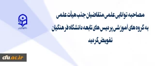 تفویض اختیار مصاحبه های توانایی علمی متقاضیان  جذب هیئت علمی به گروه های آموزشی پردیس های تابعه دانشگاه فرهنگیان