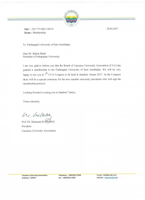 عضویت دانشگاه فرهنگیان آذربایجان شرقی در اتحادیه دانشگاههای منطقه قفقاز(CUA) 3