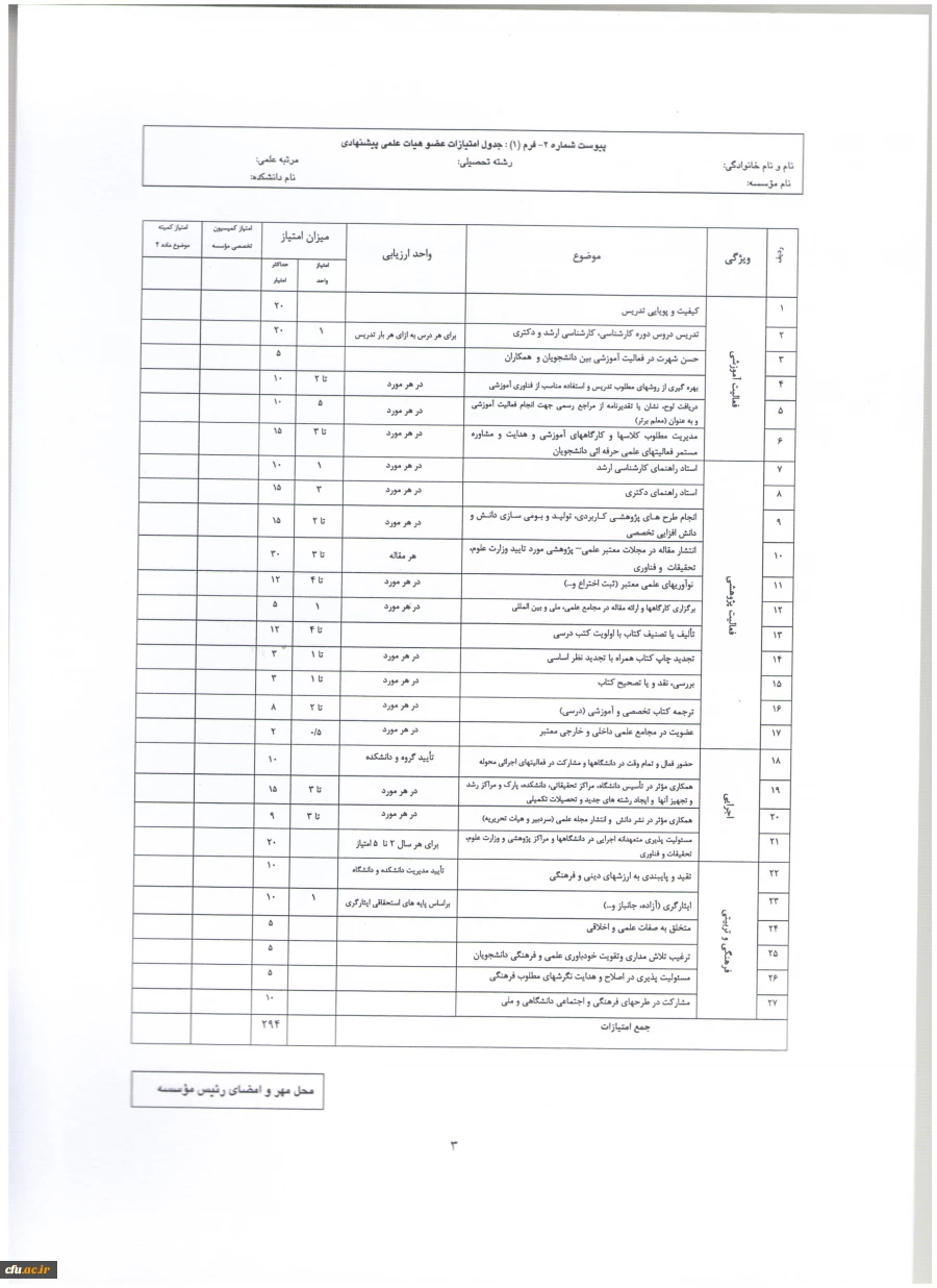 اطلاعیه معاونت آموزش و تحصیلات تکمیلی:
دستورالعمل انتخاب اعضای هیات علمی نمونه  کشوری و پیشکسوت برگزیده 3