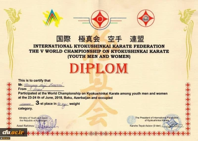 Achieving the Third Place in the World Kyokushin Karate Championship (Baku 2018)