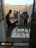 مشارکت دانشجویان  مرکز آموزشی دانشگاه فرهنگیان ایرانشهر در ساخت فضای سبز و رفاهی خوابگاه