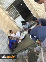 مشارکت دانشجویان  مرکز آموزشی دانشگاه فرهنگیان ایرانشهر در ساخت فضای سبز و رفاهی خوابگاه