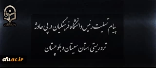 پیام تسلیت  رئیس دانشگاه در پی حادثه تروریستی استان سیستان و بلوچستان