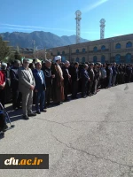 حضور مسئولین و کارکنان دانشگاه فرهنگیان استان لرستان در مراسم تشییع و خاکسپاری دو شهید گمنام دوران دفاع مقدس