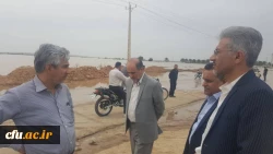 بازدید میدانی دکتر جرفی ، سرپرست مدیریت امور پردیس های استان خوزستان وهیأت همراه از سیل زدگان شهرستان حمیدیه