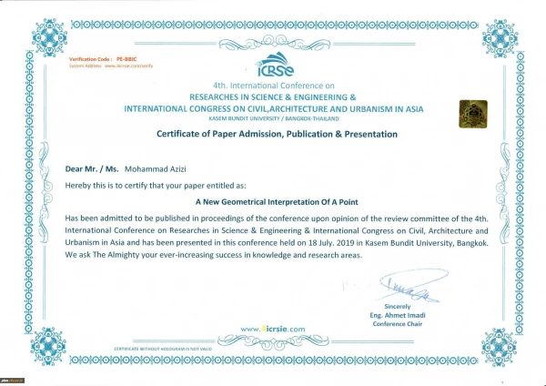 ارائه مقاله دانشجوی پردیس شهید بهشتی خراسان رضوی در کنفرانس ریاضی بانکوک 2