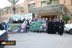 حضور پرشور مدیریت،مسئولین،اساتید،کارکنان و دانشجو معلمان دانشگاه فرهنگیان استان خوزستان در مراسم تشییع پیکر سردار شهید حاج قاسم سلیمانی