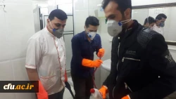 سراهای دانشجویی وساختمان های آموزشی واداری دانشگاه فرهنگیان استان قزوین طی سه مرحله ضدعفونی شد 6