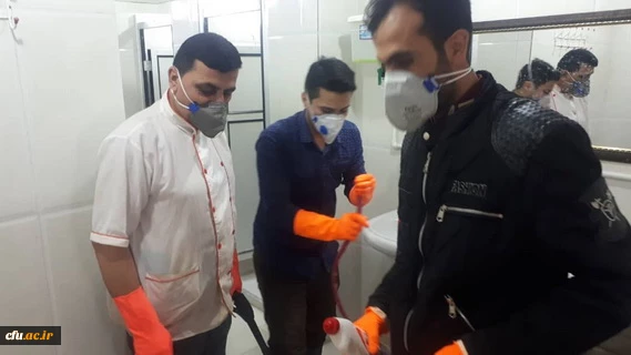 سراهای دانشجویی وساختمان های آموزشی واداری دانشگاه فرهنگیان استان قزوین طی سه مرحله ضدعفونی شد 6