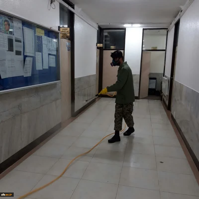 ضد عفونی و گند زدایی مستمر پردیس ها و مراکز دانشگاه فرهنگیان استان اصفهان