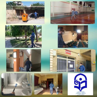 مرحله دوم ضد عفونی و گند زدایی مستمر پردیس ها و مراکز دانشگاه فرهنگیان استان فارس 3