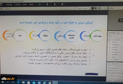 ویژه مسئولان نظارت و ارزیابی استان­ ها انجام شد:

برگزاری دوره آموزشی « چیستی و چگونگی ارزیابی درونی گروه های آموزشی » 