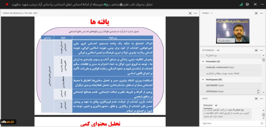 کرسی ترویجی تحلیل محتوای کتب علوم اجتماعی دوره متوسطه از لحاظ احساس تعلق اجتماعی بر اساس آراء تربیتی شهید مطهری
 8