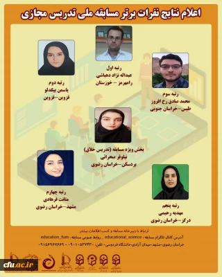 برگزاری مسابقه ملی تدریس مجازی با همراهی دانشگاه فردوسی مشهد و دانشگاه فرهنگیان استان خراسان رضوی