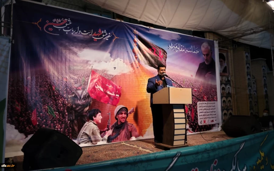 دکتر توان در هشتمین شب سوگواری اباعبدالله الحسین علیه السلام در دانشگاه فرهنگیان( پویش سفیران حسینی) 
 آن چیزی که صدام و حامیانش در حمله به ایران محاسبه نکردند این بود که ما ملت امام حسینیم 2