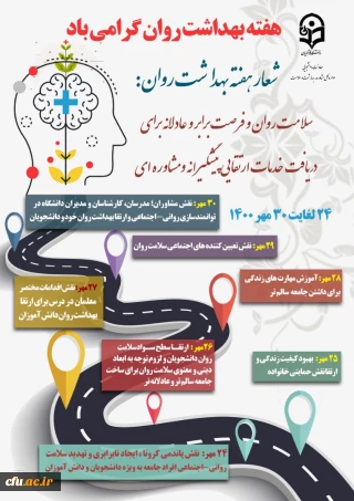 دکتر انصاری راد به مناسبت هفته بهداشت روان خبر داد:

تحقق شعار مهم " ساخت جهانی عادلانه تر و سالم تر" به یمن تلاش های بی وقفه پردیس ها و مراکز آموزشی