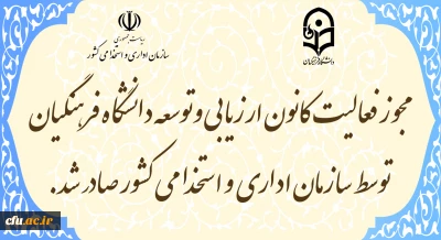 مدیرکل دفتر نظارت ، ارزیابی و تعالی سازمانی:

مجوز فعالیت کانون ارزیابی و توسعه دانشگاه فرهنگیان توسط سازمان اداری و استخدامی کشور صادر شد
