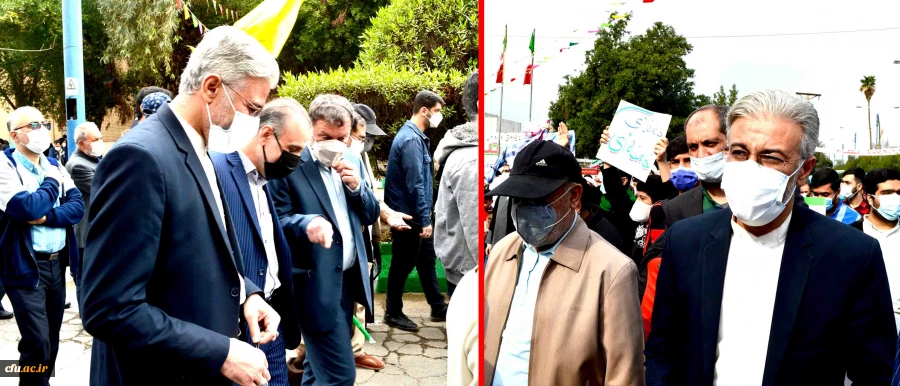 حضور مدیر دانشگاه فرهنگیان استان خوزستان به همراه همکاران مدیریت و پردیس های خواهران و برادران، در مراسم یوم الله ۲۲ بهمن در کلانشهر اهواز  2