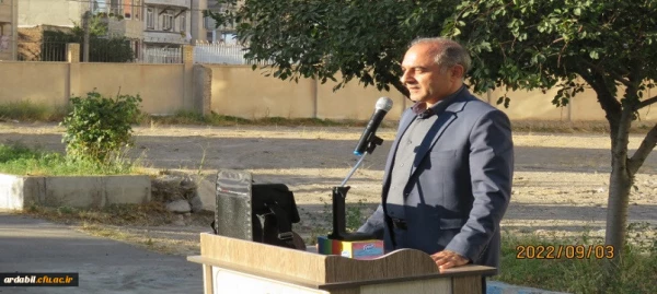 آیین کلنگ زنی سالن ورزشی پردیس بنت الهدی صدر اردبیل