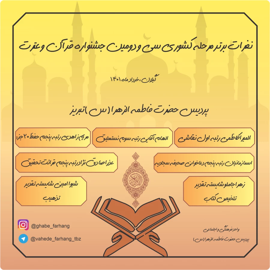 درخشش دانشجویان دانشگاه فرهنگیان استان آذربایجان شرقی در سی و دومین جشنواره قرآن و عترت دانشجو معلمان کشور 4