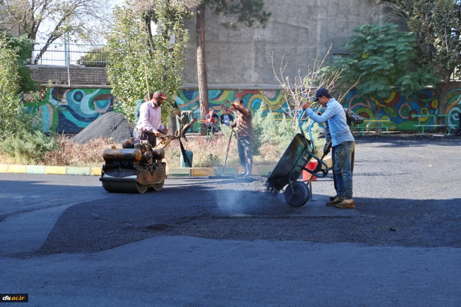 اجرای پروژه آسفالت محوطه پردیس بنت الهدی صدر قزوین 9