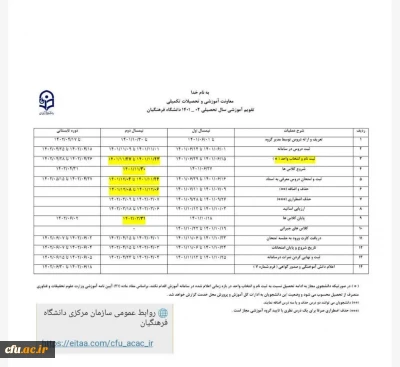 معاونت آموزشی و تحصیلات تکمیلی اعلام کرد:

تقویم آموزشی نیمسال دوم سال جاری