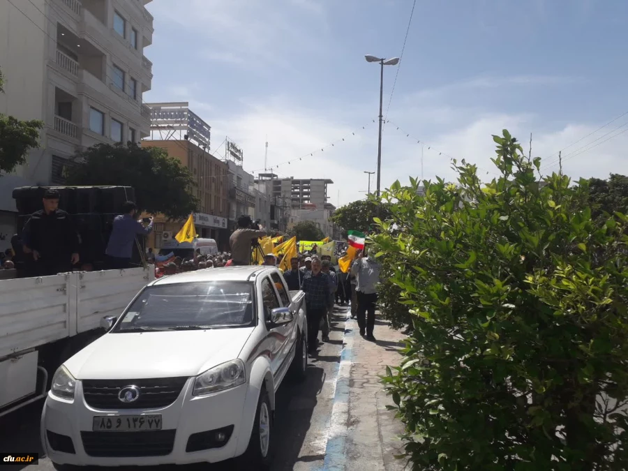 با حضور پرشور مجموعه دانشگاه فرهنگیان استان بوشهر؛راهپیمایی روز قدس در بوشهر برگزار شد 6