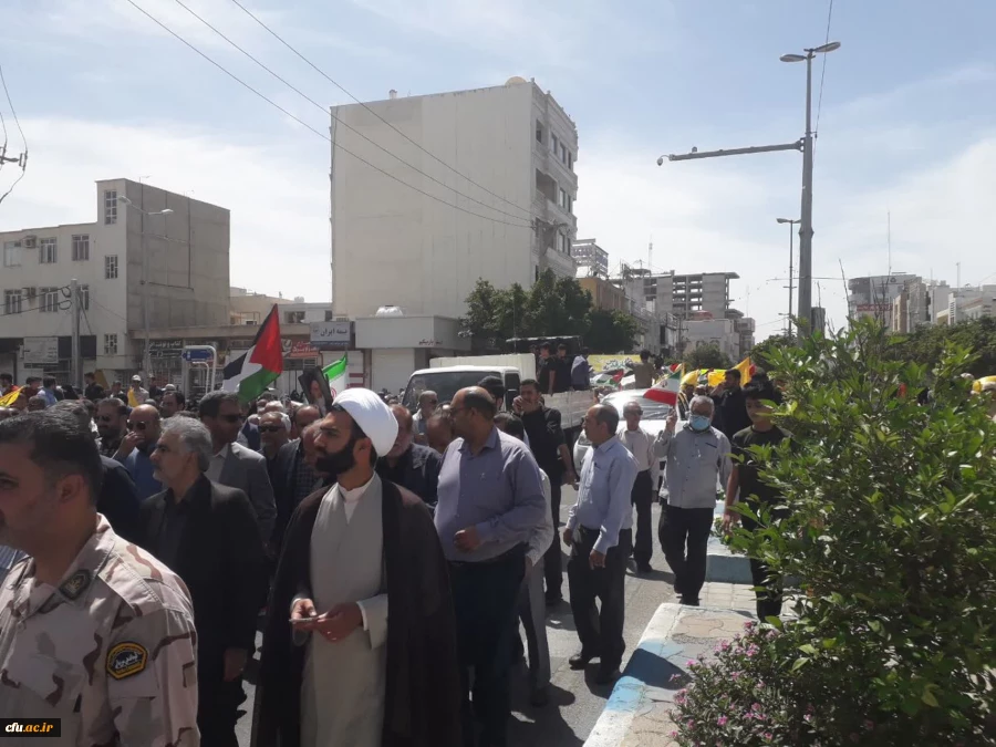 با حضور پرشور مجموعه دانشگاه فرهنگیان استان بوشهر؛راهپیمایی روز قدس در بوشهر برگزار شد 7