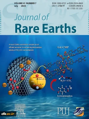 انتخاب مقاله دکتر امیر حسین چشمه خاور به عنوان طرح روی جلد مجله: Journal of Rare Earths