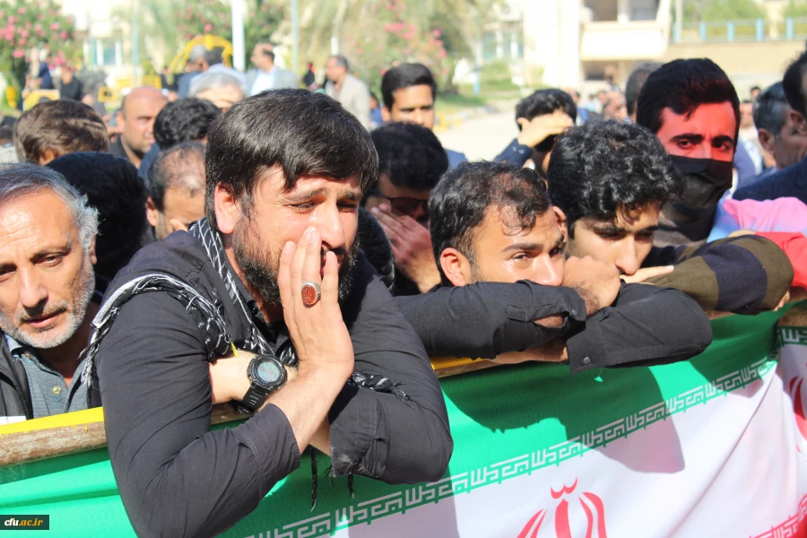 در آئینی همزمان با سالروز شهادت حضرت فاطمه (س) و با حضور نماینده ولی فقیه در استان و امام جمعه بوشهر، غلامحسن علیزاده، مدیرکل شاهد و ایثارگران دانشگاه فرهنگیان و اردشیر جلیلیان، کارشناس امور شاهد و ایثارگر دانشگاه فرهنگیان، پیکر پاک شهید ۱۷ ساله خوشنام دف