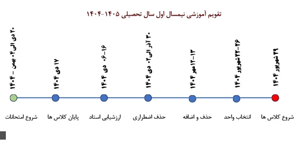 تقویم آموزشی  نیمسال اول 1405-1404 مترو
