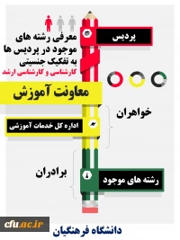معرفی رشته ها به تفکیک جنسیتی و پردیس های 