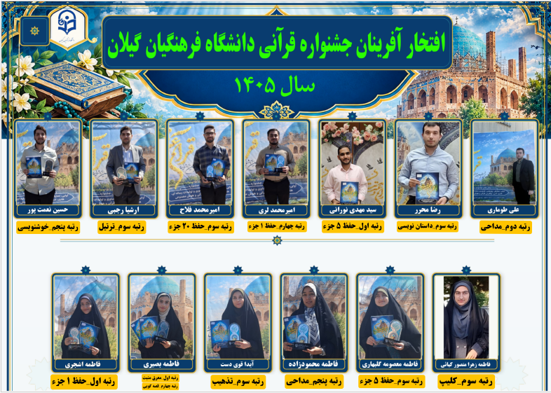 درخشش دانشجومعلمان دانشگاه فرهنگیان گیلان در مرحله کشوری سی‌وششمین جشنواره فرهنگی قرآن و عترت