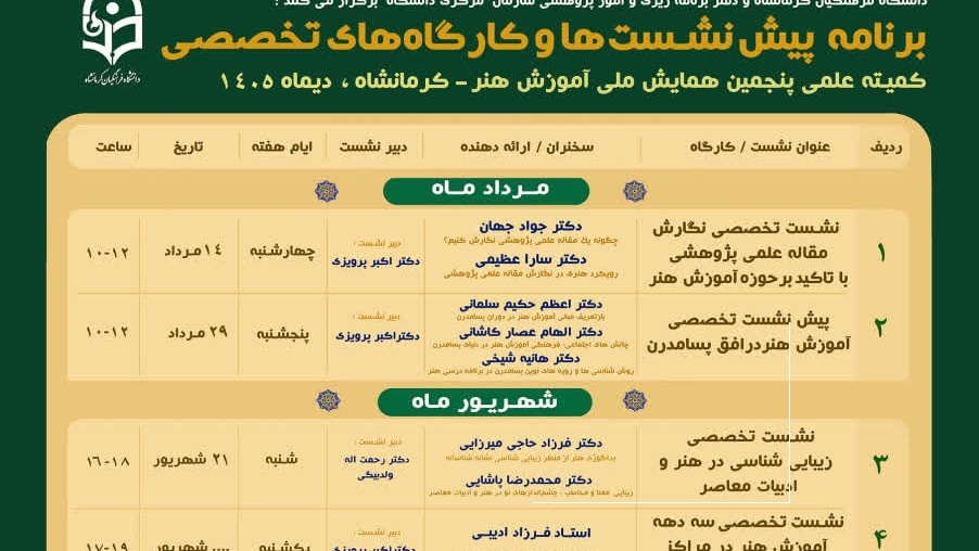 برگزاری سلسله پیش‌نشست‌های تخصصی پنجمین همایش ملی آموزش هنر و ارتباط تصویری در کرمانشاه