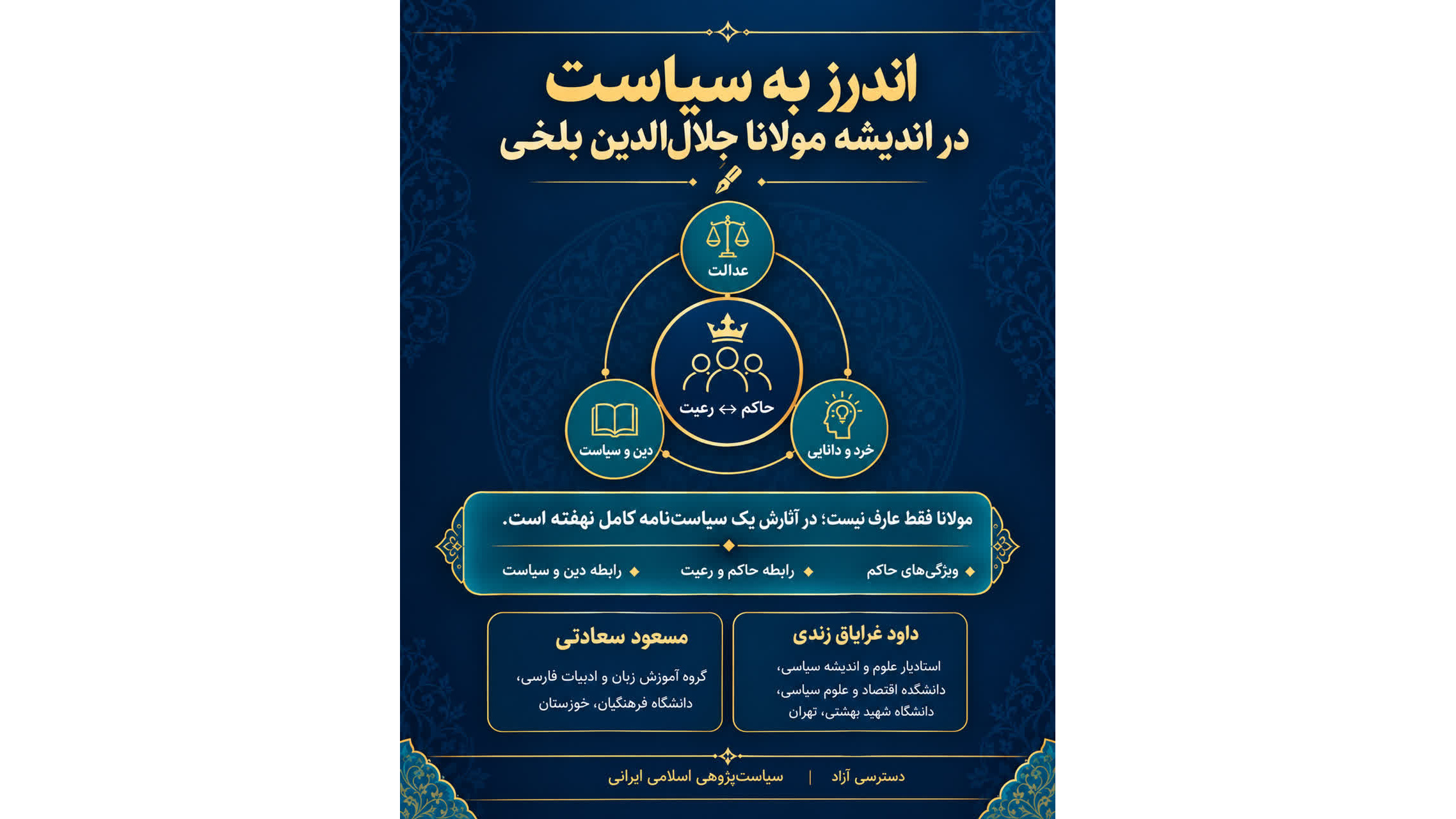 انتشار مقاله پژوهشی عضو هیئت علمی دانشگاه فرهنگیان خوزستان در حوزه اندیشه سیاسی مولانا