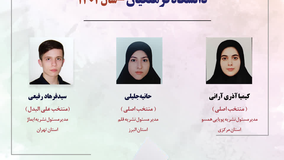 معرفی منتخبان کمیته ناظر بر نشریات دانشگاهی دانشگاه فرهنگیان